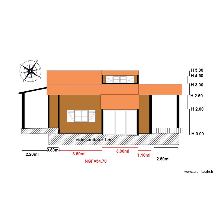 Facade EST                               chalet 49. Plan de 0 pièce et 0 m2