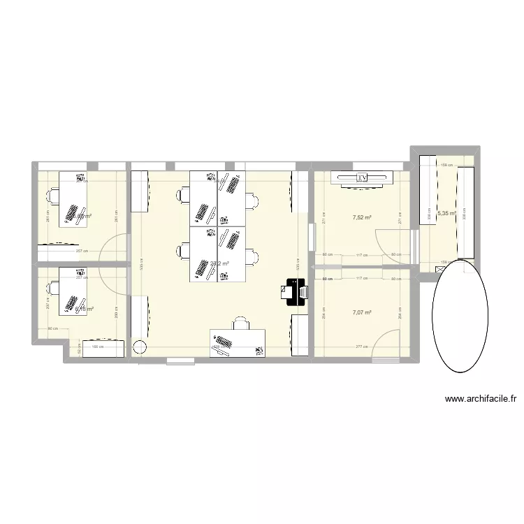 Bureau_version 3_bureaux 160cm. Plan de 