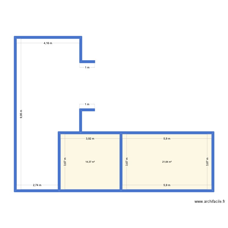 SAGGA CUISINE. Plan de 2 pièces et 36 m2