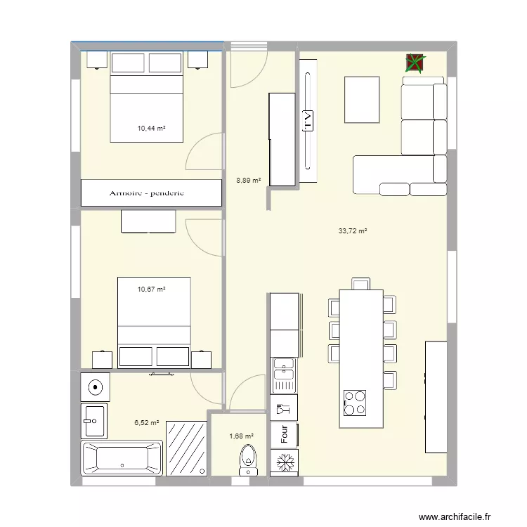 Etage Lagardelle F3 &agrave; finir. Plan de 