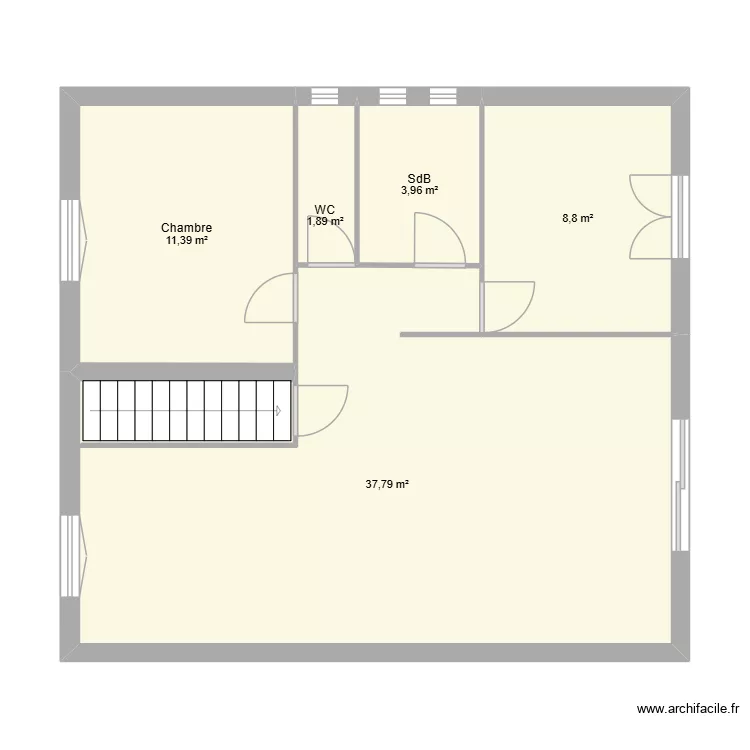 Plan 1er &eacute;tage. Plan de 5 pièces et 64 m²