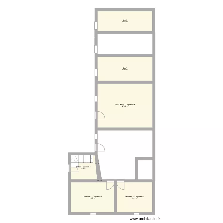 RDC - Locatif. Plan de 9  et 115 m²