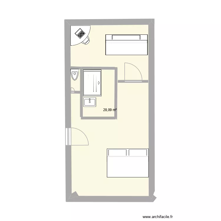 plan 2. Plan de 1  et 28 m²