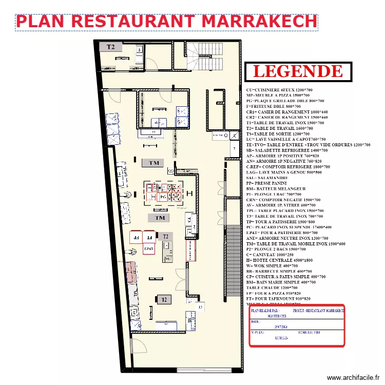 PLAN RESTAURANT MARRAKECH2. Plan de PLAN RESTAURANT MARRAKECH2. Plan de