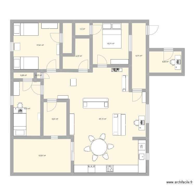 futur appart. Plan de 12 pièces et 134 m2