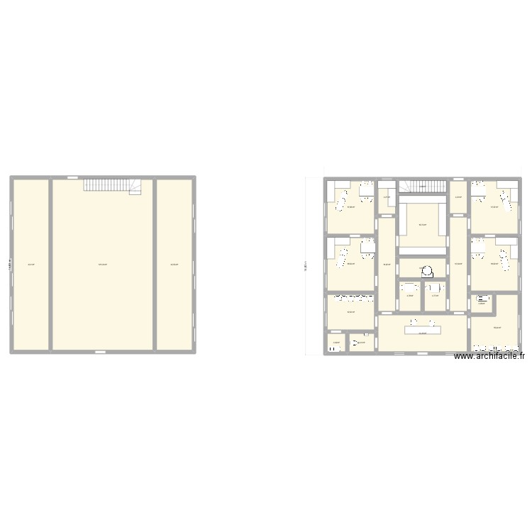 projet plus large. Plan de 22 pièces et 412 m2