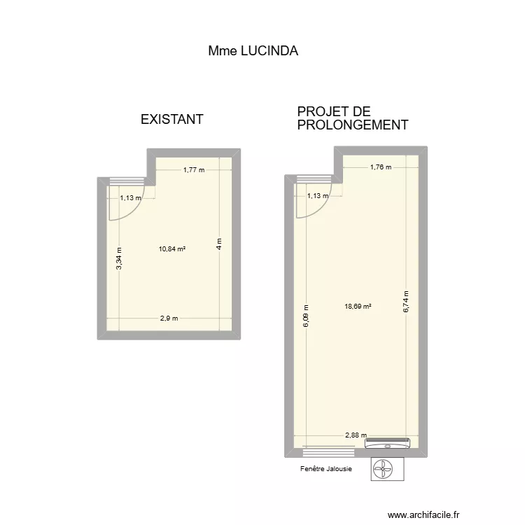 PROJET EXTENSION - LUCINDA. Plan de 2 Pièces et 30 m² PROJET EXTENSION - LUCINDA. Plan de 2 Pièces et 30 m²