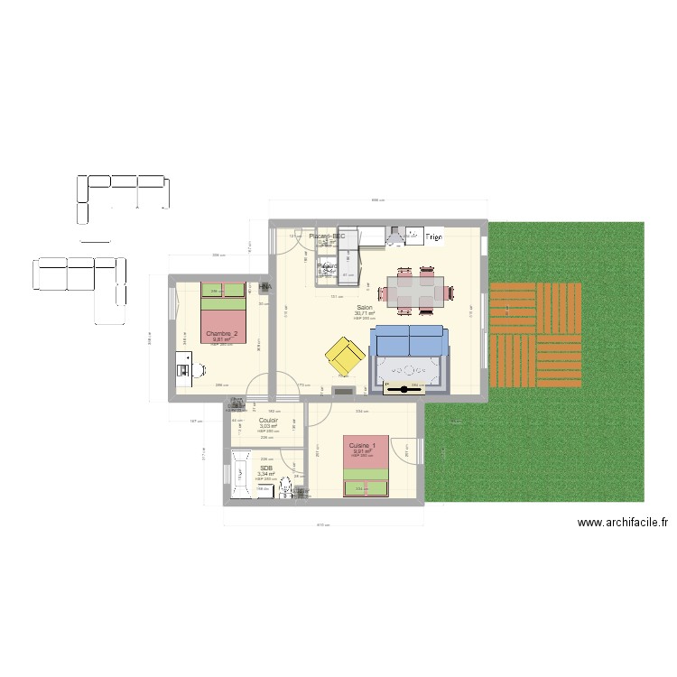 Projet RP Client C.J_Projeté. Plan de 11 pièces et 58 m2