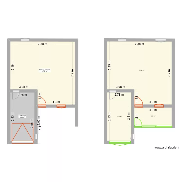 plan travaux chapuis. Plan de 5  et 135 m²