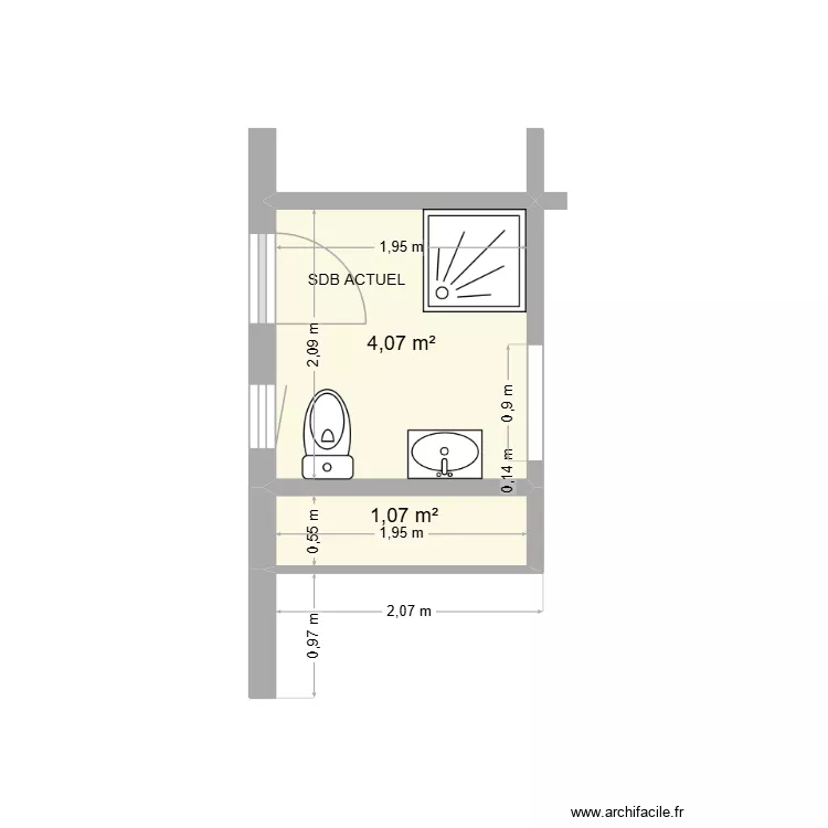 Bano actual Luis. Plan de 2 pièces et 5 m² Bano actual Luis. Plan de 2 pièces et 5 m²