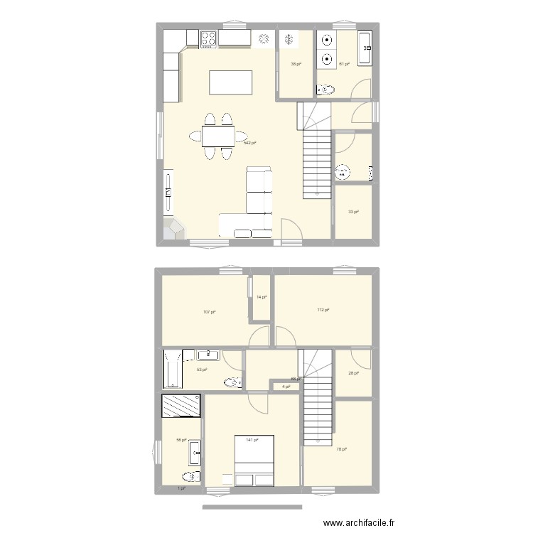 28x28 2 étages. Plan de 0 pièce et 0 m2