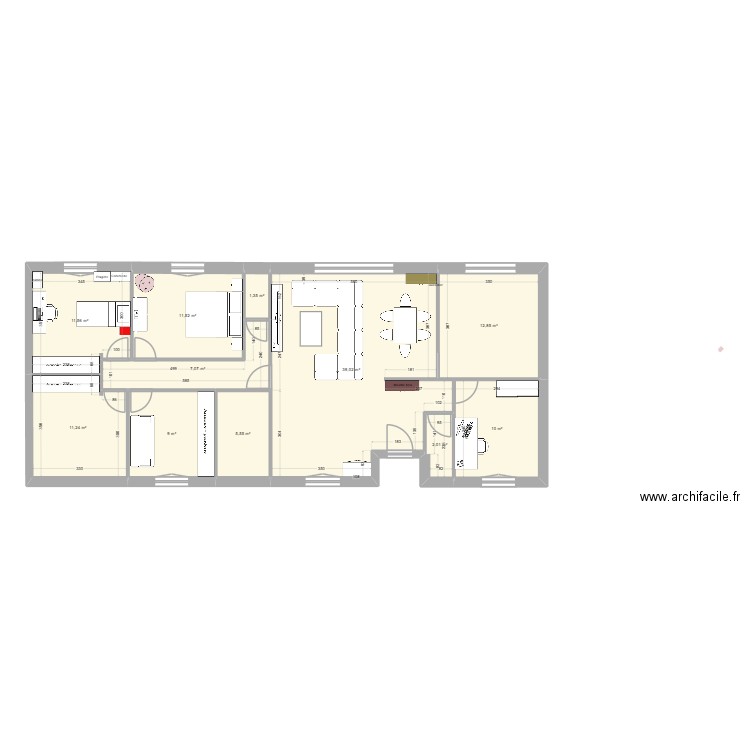 Plan maison la ville dieu2. Plan de 11 pièces et 121 m2