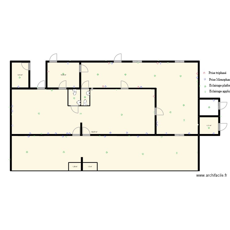 Pâtisserie  lampe prisse. Plan de 7 pièces et 244 m2