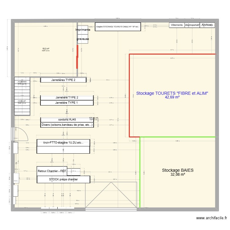 atealier. Plan de 6 pièces et 221 m2