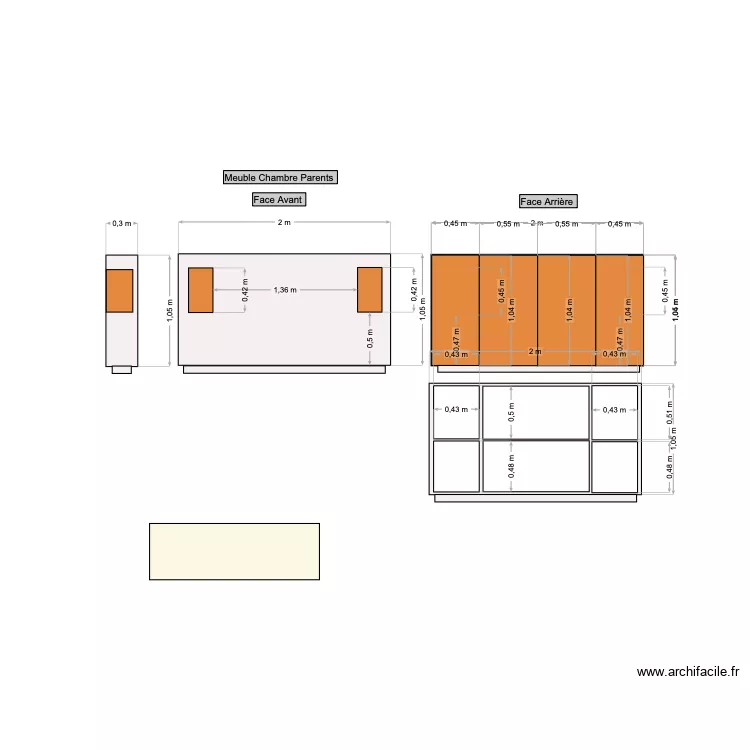 MEUBLE CHAMBRE PARENTS. Plan de 