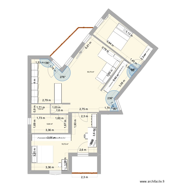 Appart/SL. Plan de 4 pièces et 81 m2