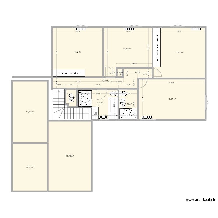 Plan Actuel. Plan de 12 pièces et 128 m2