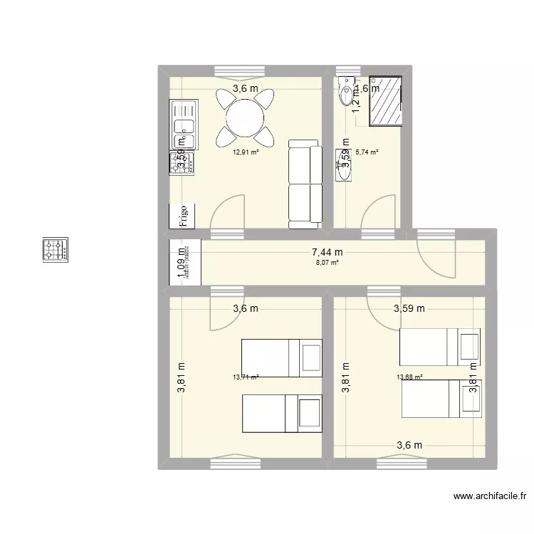 rab. Plan de 5  et 54 m²