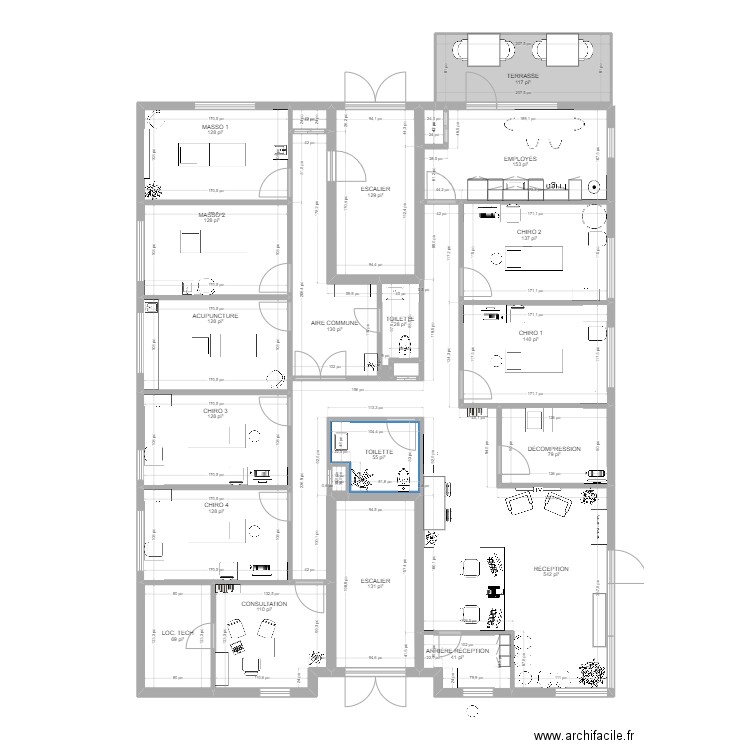 Clinique 31 janvier DÉCOMPRESSION. Plan de 24 pièces et 234 m2