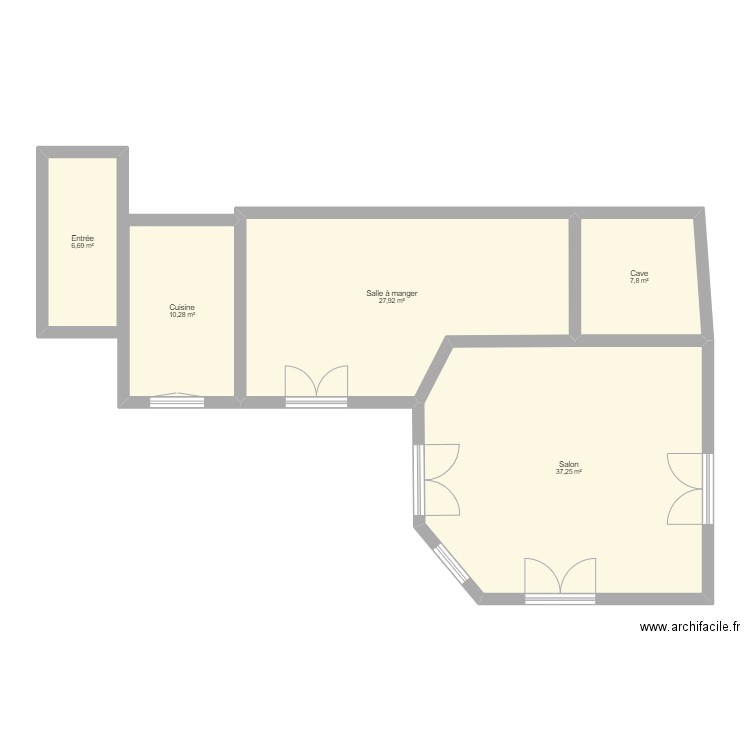 greoversion 1_2D. Plan de 5 pièces et 90 m2