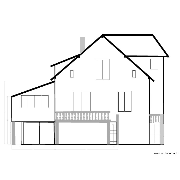 facade sud agrandissement. Plan de 0 pièce et 0 m2