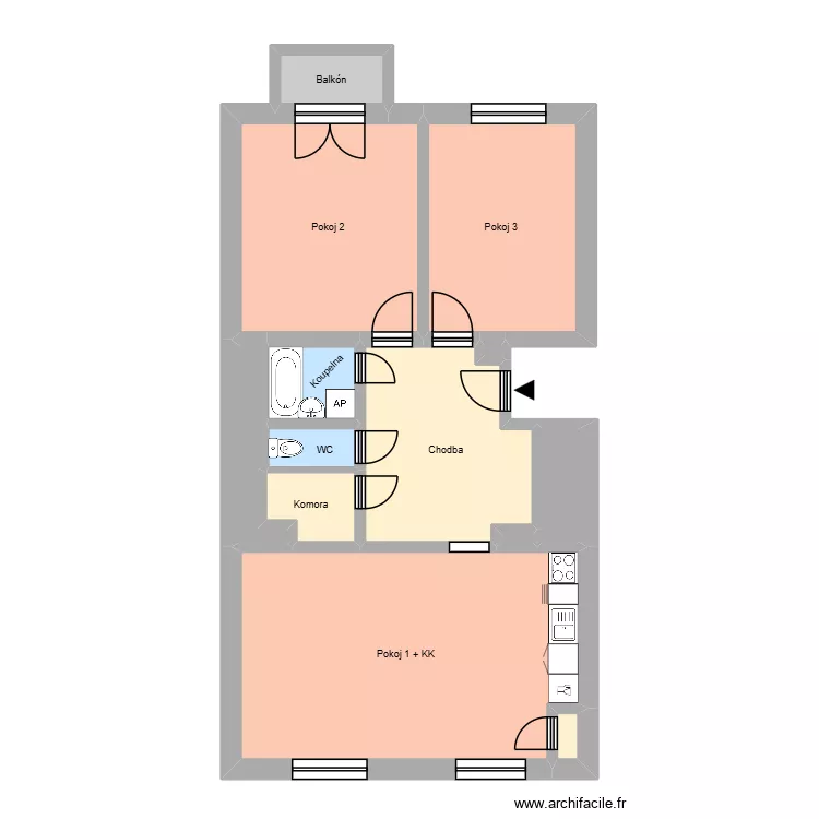 Hlavn&iacute; tř&iacute;da 397, byt 6. Plan de 17  et 200 m²