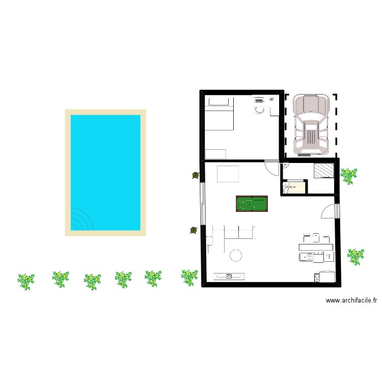 diego. Plan de 1 pièce et 1 m2