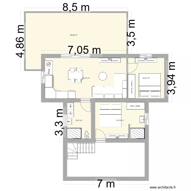 plan appart 4. Plan de 5  et 80 m²