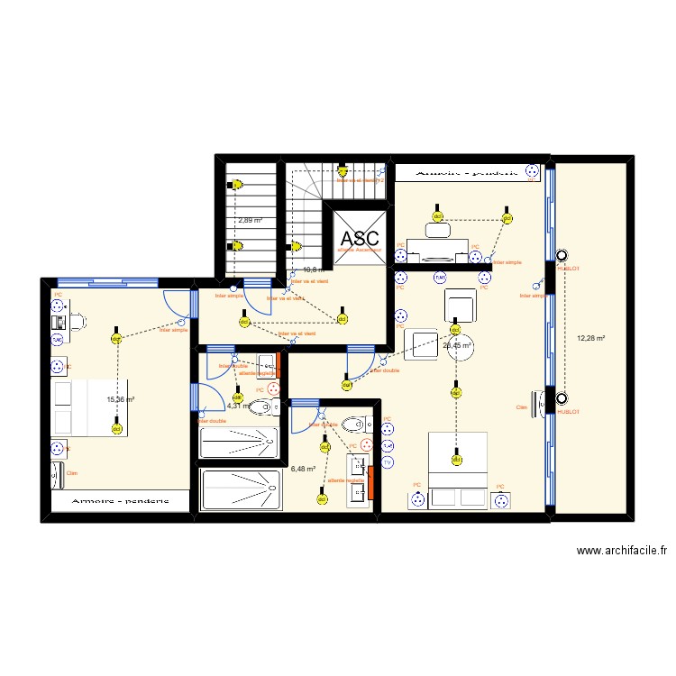 PROJET IMMEUBLE SCI NAINA PLAN ATTIC. Plan de 7 pièces et 81 m2