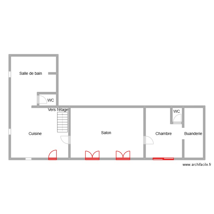 Boulanger_plan. Plan de 5 pièces et 121 m2