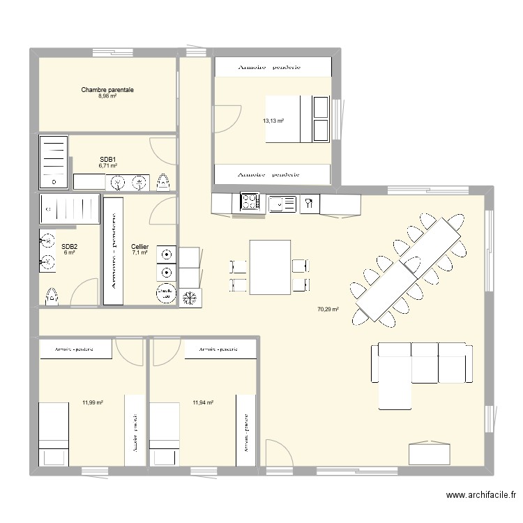 maison les epesses 4. Plan de 8 pièces et 136 m2