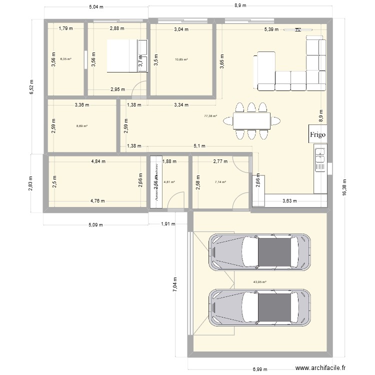 Maison bis. Plan de 7 pièces et 159 m2