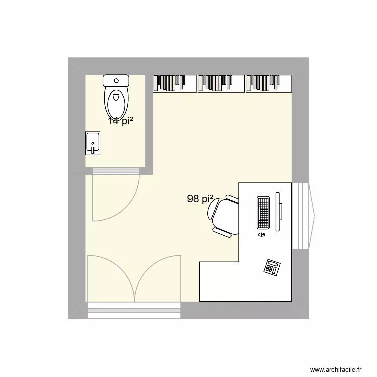 SDB 2 J-P et Marie. Plan de 2  et 10 m²