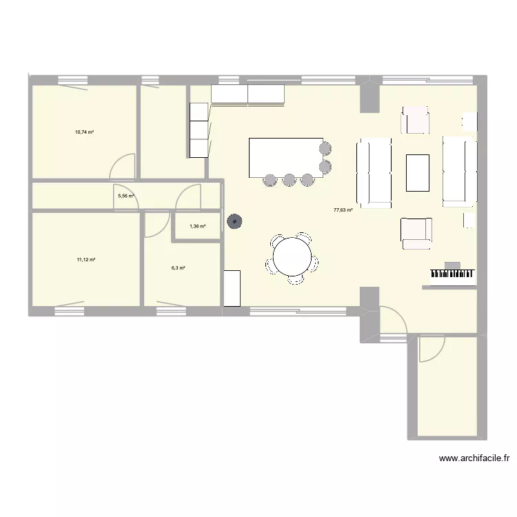 chez oim. Plan de 6  et 113 m²