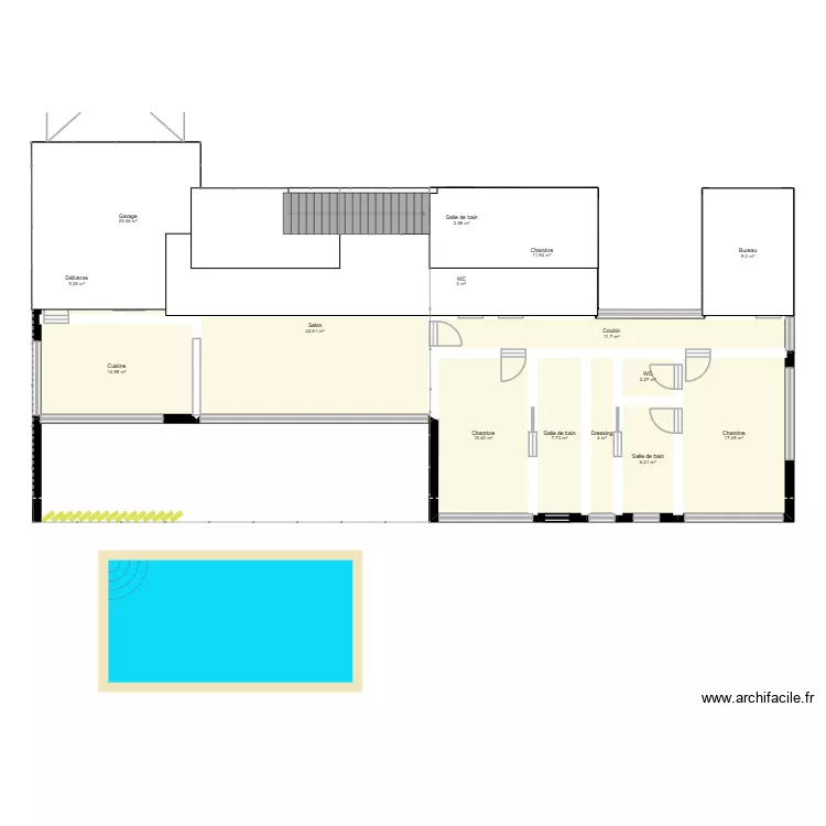 Plan maison stage. Plan de 15  et 175 m²