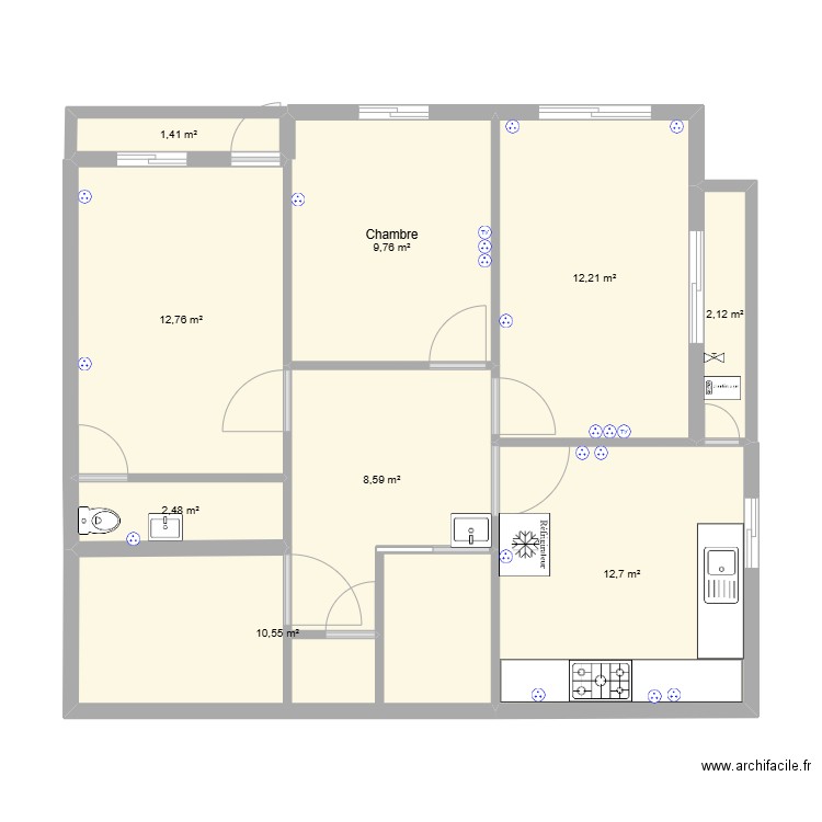 maison 1 er etage. Plan de 9 pièces et 73 m2