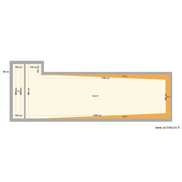 Piscine. Plan de 2 pièces et 58 m2