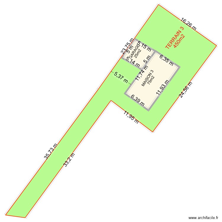 TOURNEFEUILLE TERRAIN 3. Plan de 3 pièces et 623 m2