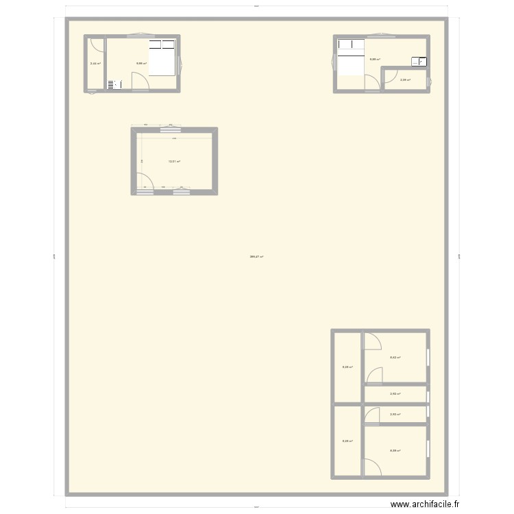 Bat Provisoire. Plan de 11 pièces et 544 m2
