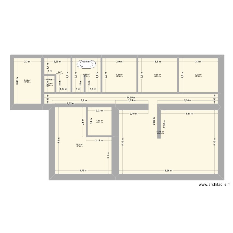 CEZAC. Plan de 10 pièces et 132 m2