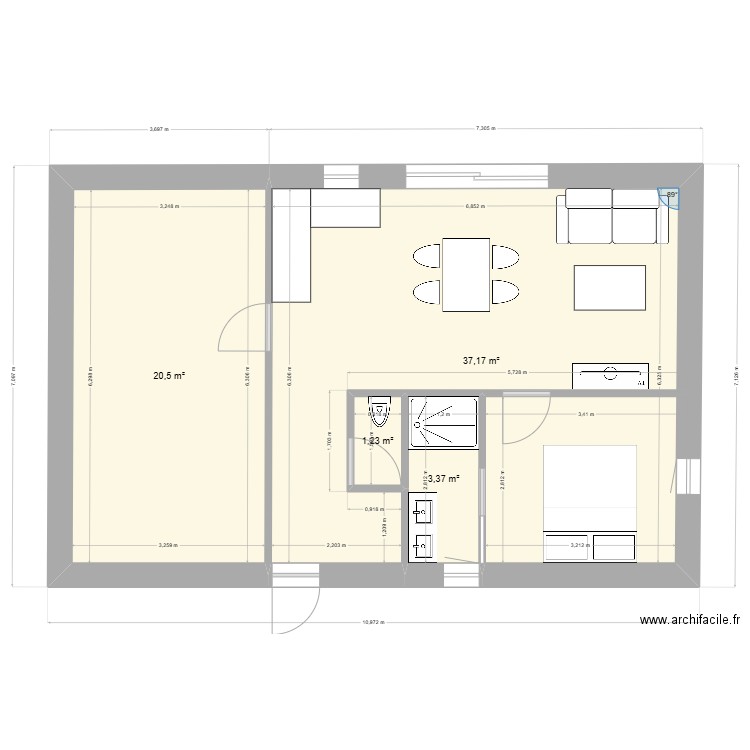AVP 1 CLB AG. Plan de 4 pièces et 62 m2