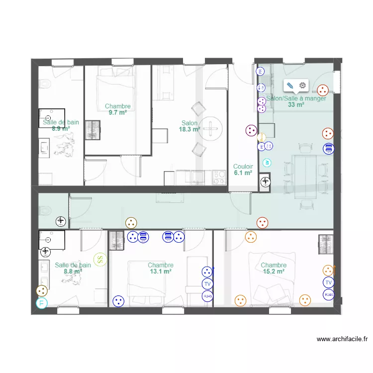 Vegas Pierre 2 Appartement 2 PC. Plan de 
