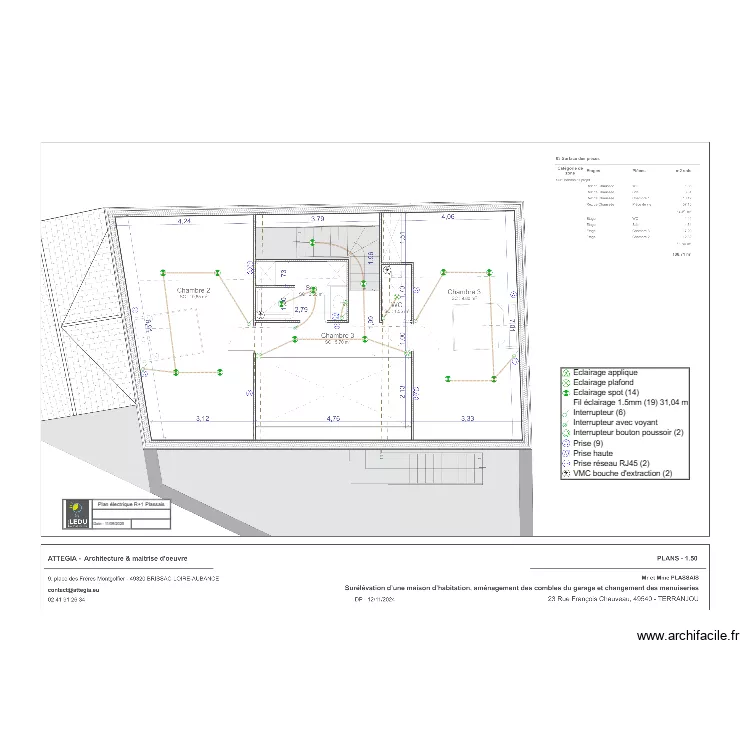 Plan électrique R+1 Plassais. Plan de Plan électrique R+1 Plassais. Plan de