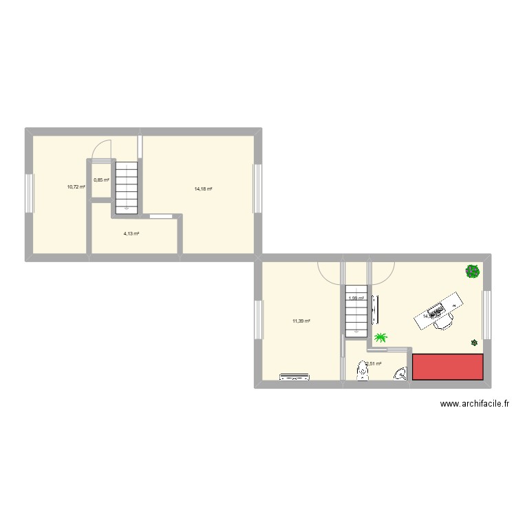 2eme. Plan de 8 pièces et 60 m2