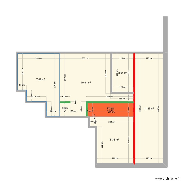 Valerie  sol a rehausser. Plan de 6 pièces et 41 m2