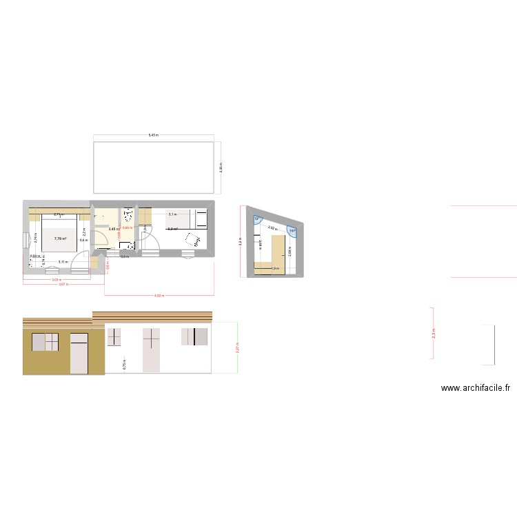 chambres yeu 20 07 25 (5) simple. Plan de 4 pièces et 22 m2