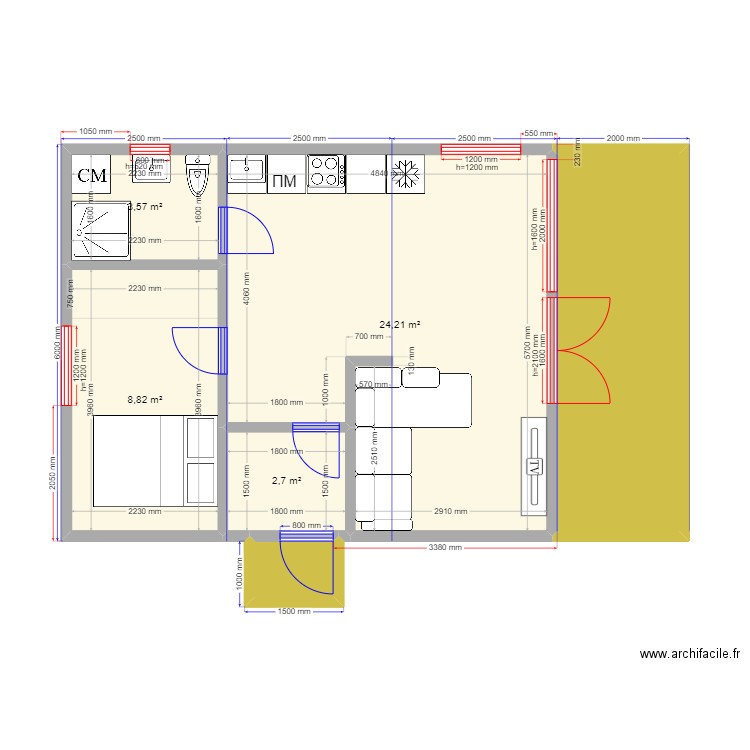 45 Сумароково . Plan de 6 pièces et 51 m2