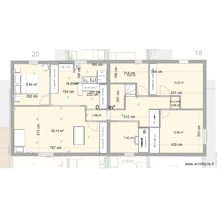 PLANV30. Plan de 17 pièces et 218 m2