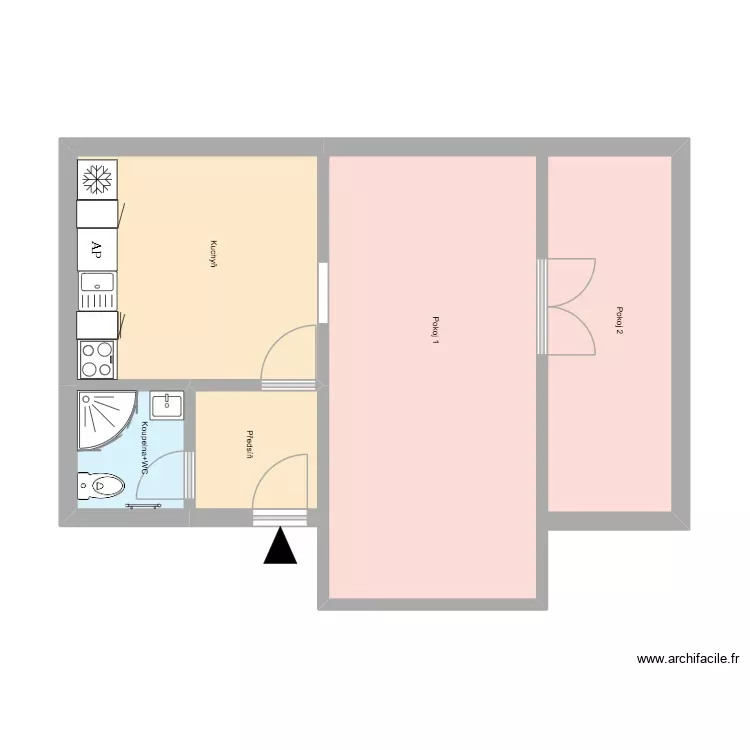 N&aacute;rodn&iacute; tř&iacute;da 734 byt 13 HA. Plan de 5 Pièces et 47 m²
