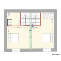 Plan &eacute;tage avec un escalier double